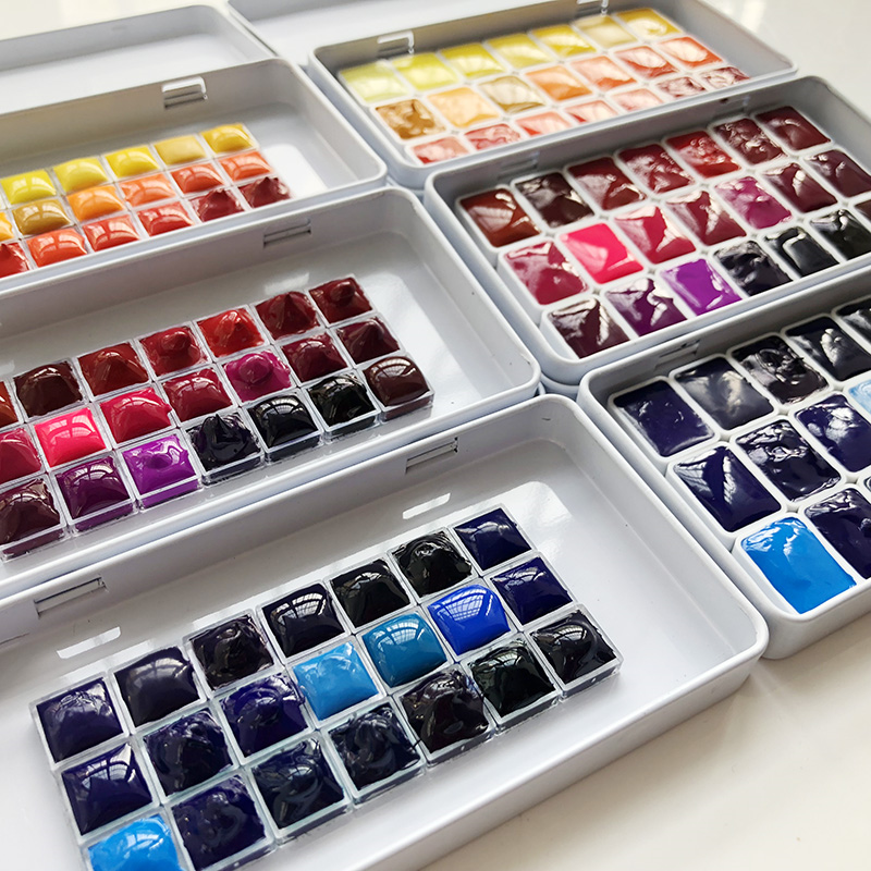 Juego de dispensadores de acuarelas MijELLO, paleta de pinturas artísticas de acuarela, macaron/azul/Verde/púrpura, 0,5 ml, 1ml