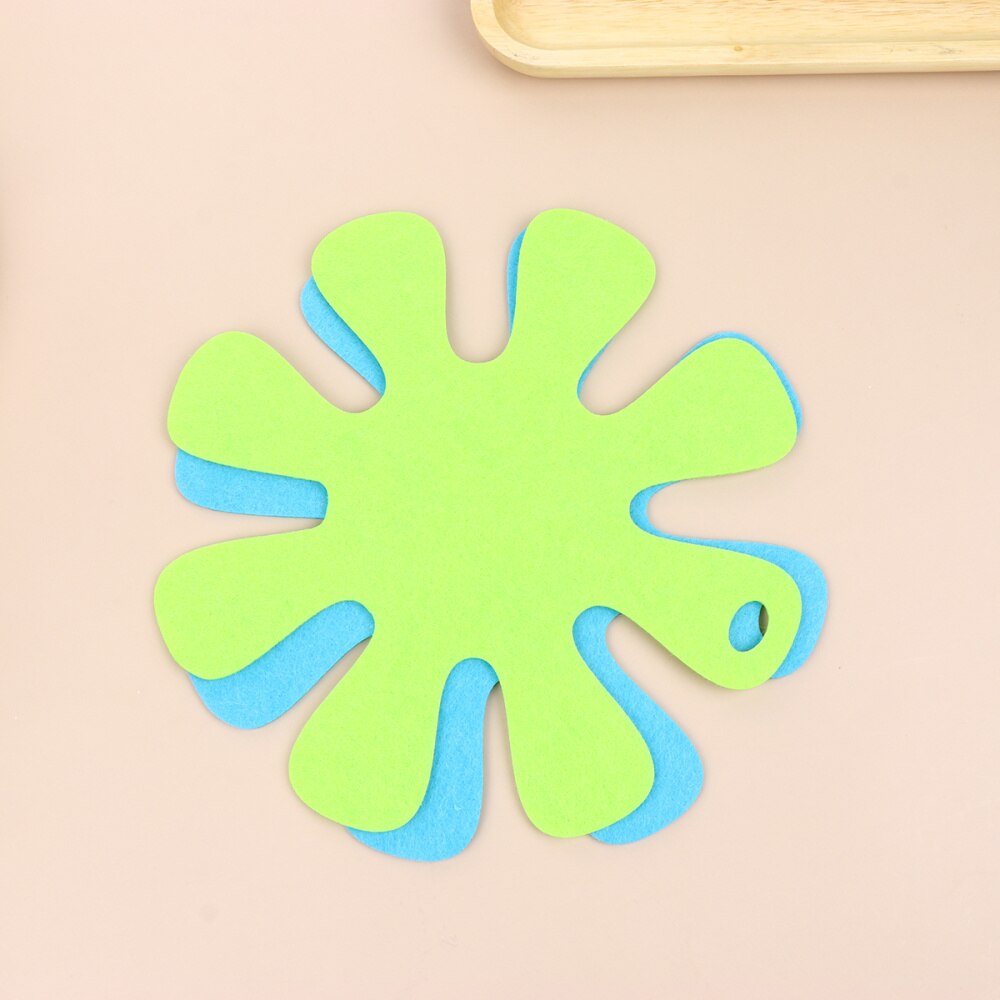 6pcs Sun Flower Shaped Pot Placemat Non-stick Heat-resistant Mat Tableware Pad Table Supplies Cookware for Kitchen (Green + Sky-