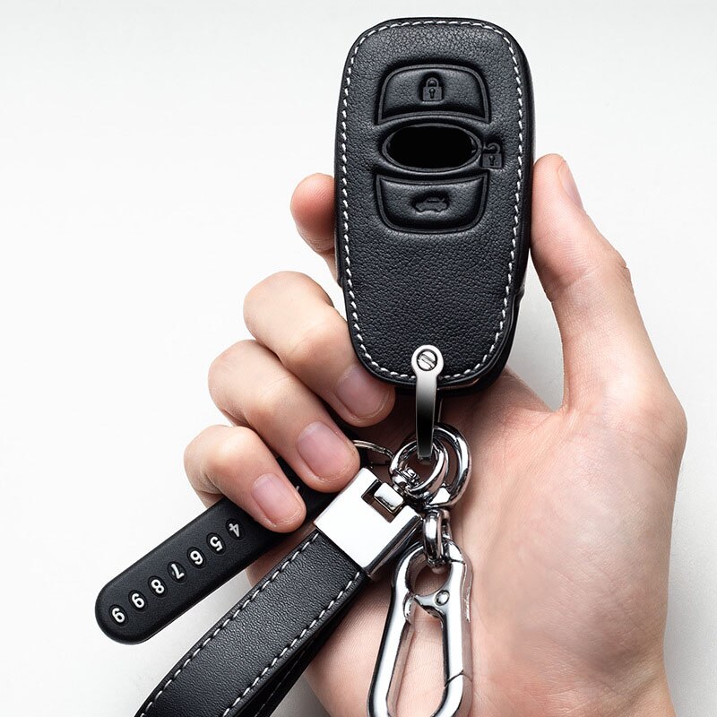 Leather Car Key Case Cover for Subaru BRZ Forester Legacy Outback WRX WRX STI Impreza XV Crosstrek Smart Remote Covers Key Bag