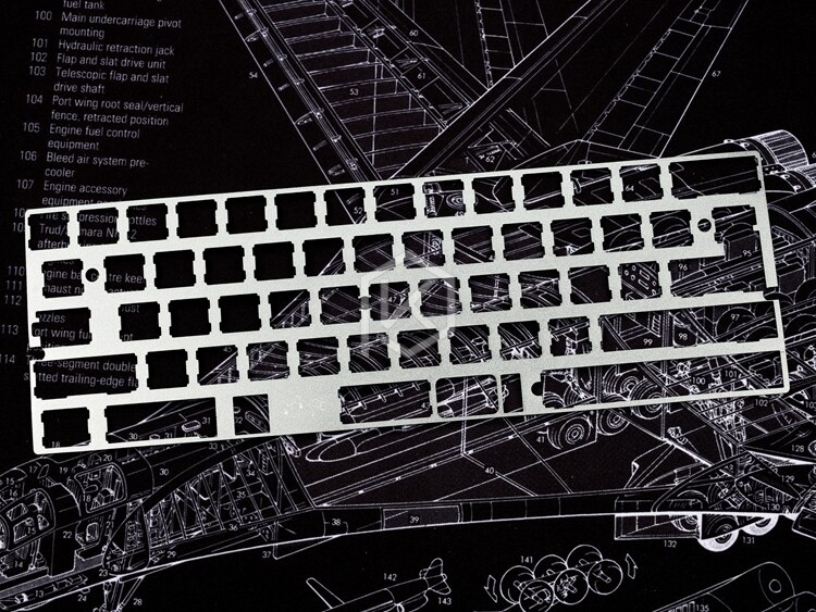 Placa de Teclado mecánico de aluminio 60%, compatible con xd60, xd64, gh60, color plateado