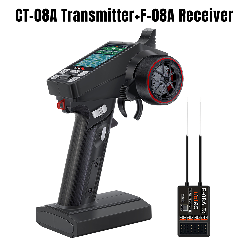 HotRC Transmitter CT-6A CT-8A DS600 6CH 8CH 2.4GHz Radio System Remote Controller with F-06A F-08A PWM GFSK Receiver: Yellow
