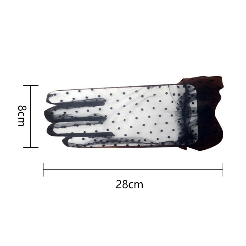 Gants en Tulle pour femmes, 1 paire, transparents, courts, imprimés à pois, noirs, blancs, en maille, pour soirée en Club, robe de danse,