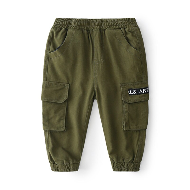 Baby Cargo Pants Spring Kid's Clothes Children's Letter Trousers Big Pocket Elastic Long Pants For Boys 2-7-9-10 Years