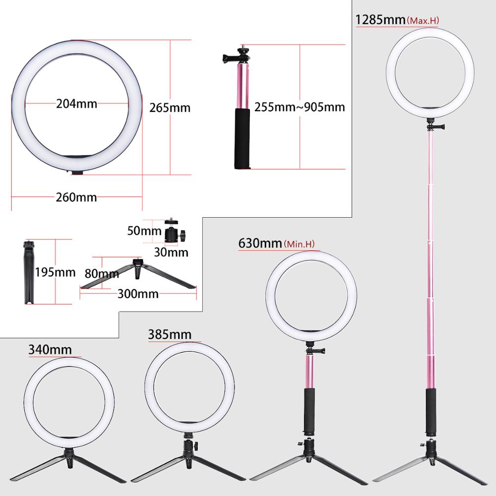 Fosoto 16/26Cm Fotografische Verlichting 3200K-5500K Dimbare Led Ring Light Lamp Foto Studio Telefoon video Makeup Met Statief