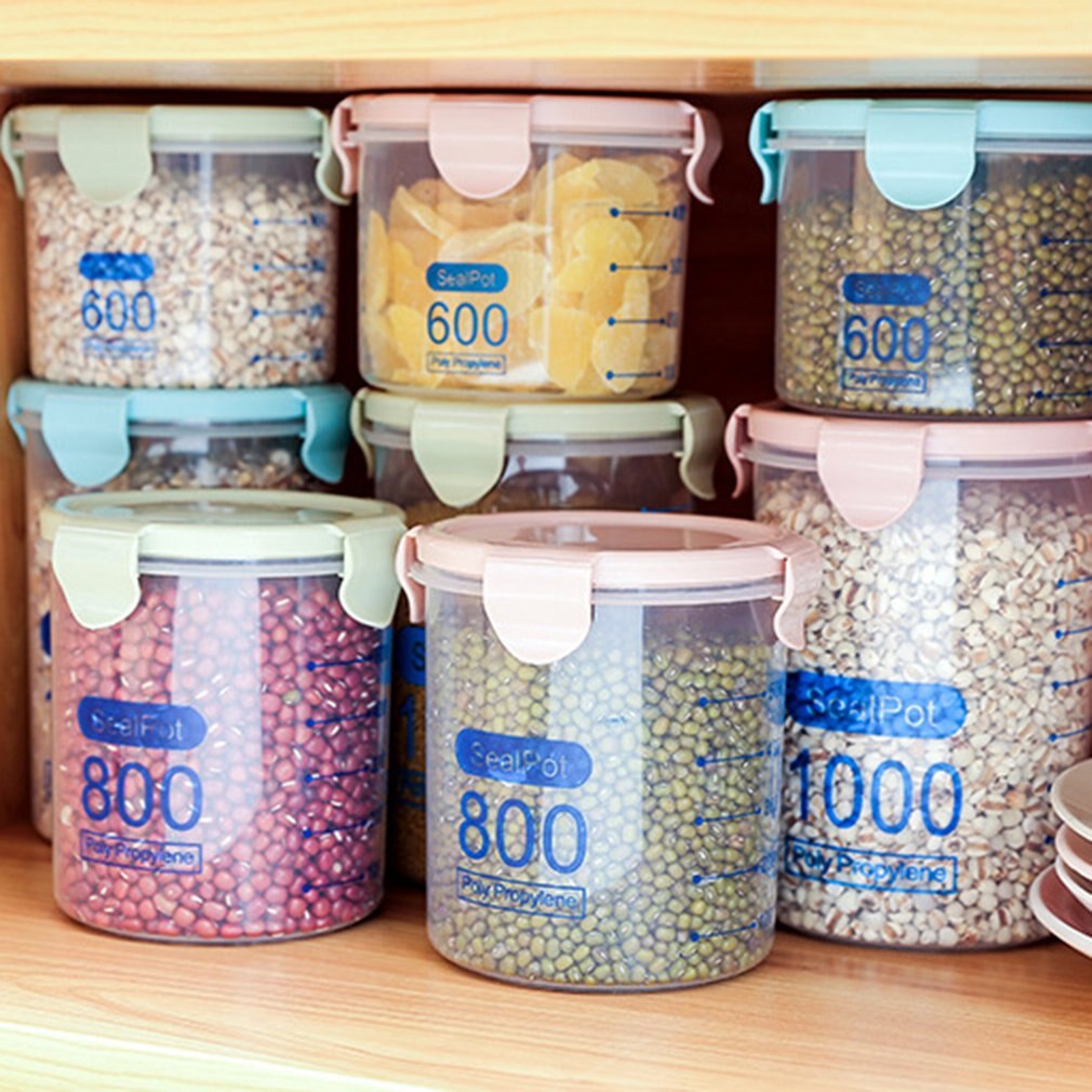 Jarras de plástico para almacenamiento botella para almacenamiento de alimentos segura no tóxica hermética 600ML