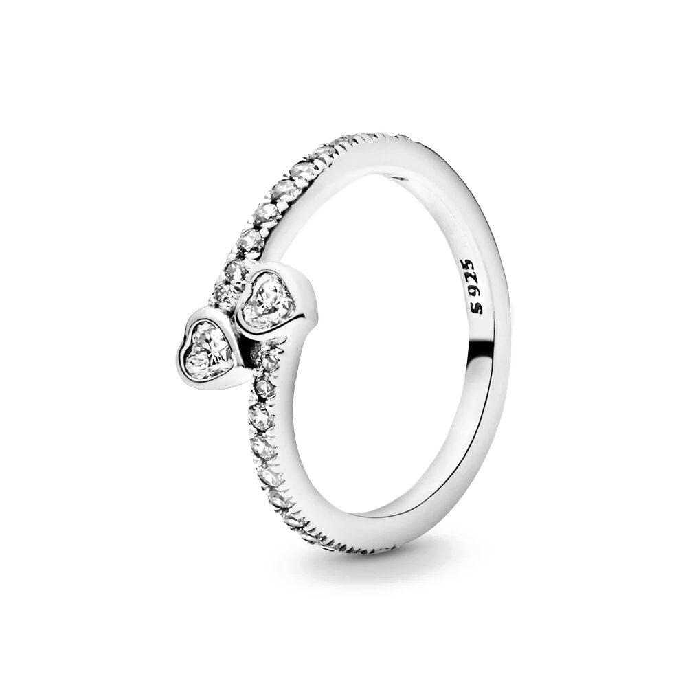 Zilveren 925 Vergulde Ring Klassieke Elegantie Abstracte Elegantie Hartvormige Liefde Hart Slot Ring Voor Vrouwen Mode Sieraden