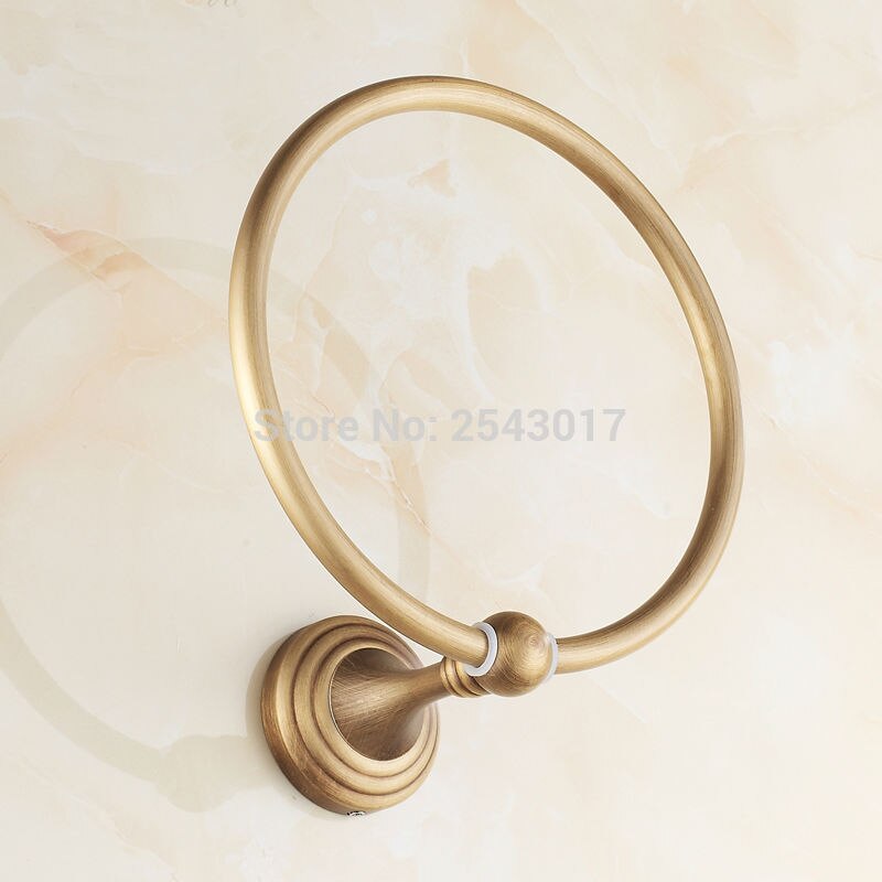 Badkamer Koperen Handdoek Ring Antiek Messing Retro Stijl Wandmontage Handdoekenrek Handdoek Bar ZR2201