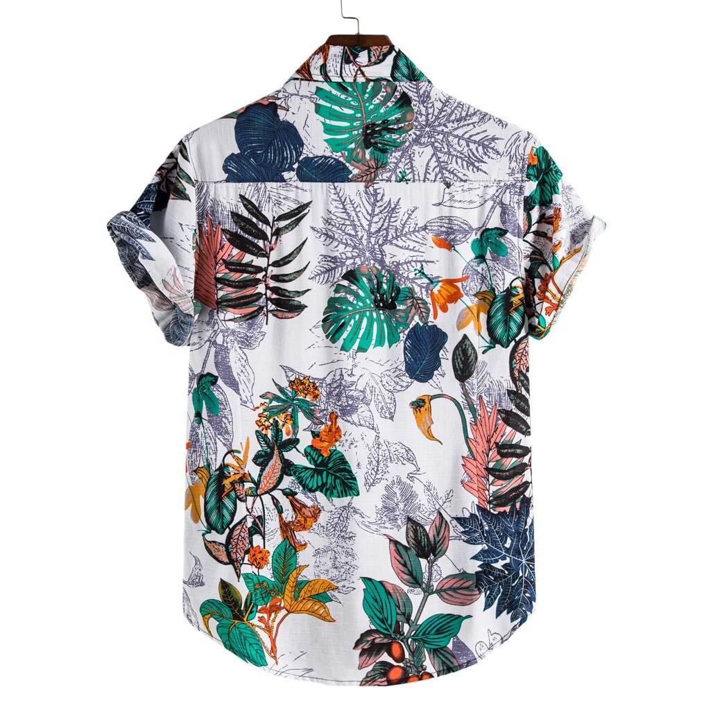 Heren Straat Shirts Linnen Etnische Casual Tropische Hawaiiaanse Strand Zomer Mannelijke Shirts Gedrukt Korte Mouw Blouse Camisa Hombre