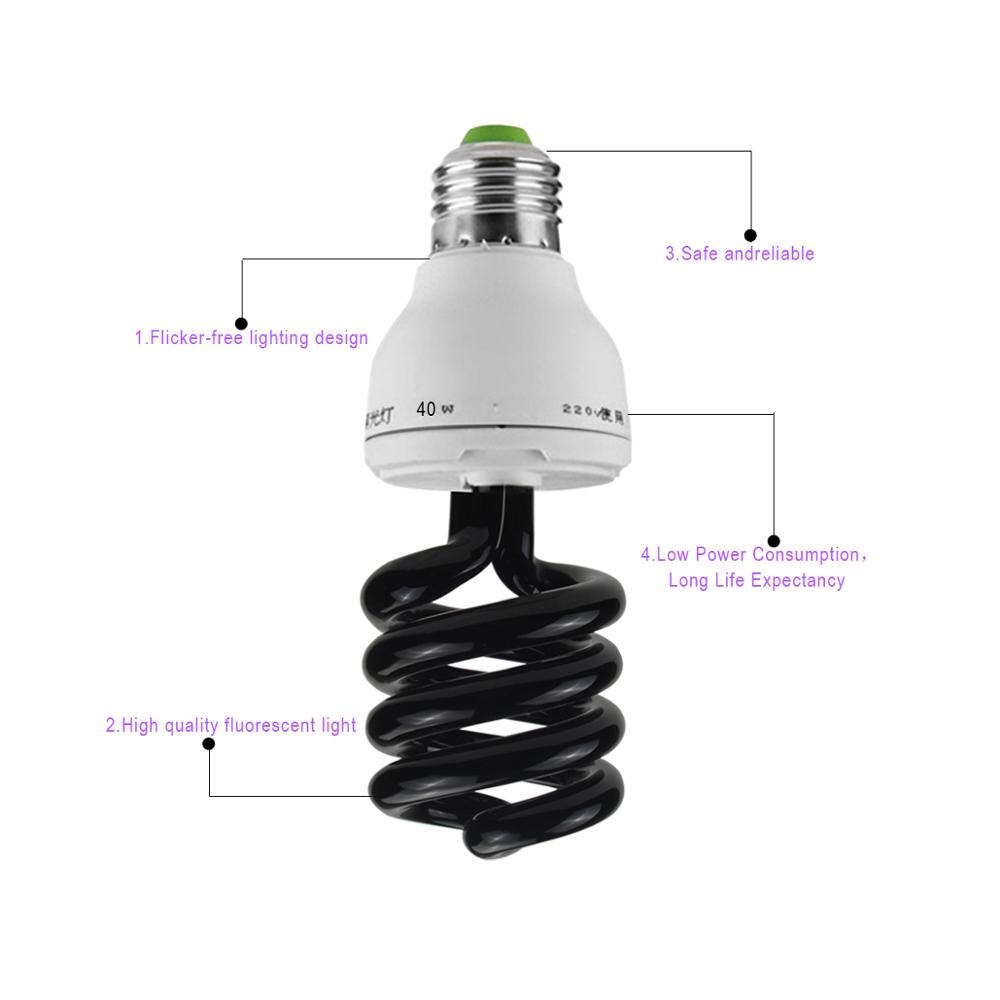 Uv -lamppu kotiin musta vaaleansininen blb -ultraviolettilamppu 15w -40w e27 220v fluoresoiva cfl uvc -violetti tunnistuslamppu luz ultravioleta