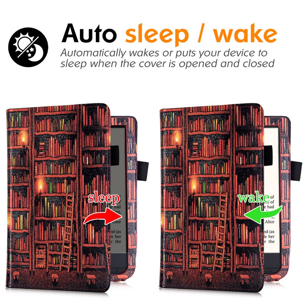 BOZHUORUI pokrowiec na PocketBook 606/616/627/628/632/633 eReaders-ze stojakiem/pasek na rękę/magnetyczne zamknięcie/automatyczne uśpienie/Wake