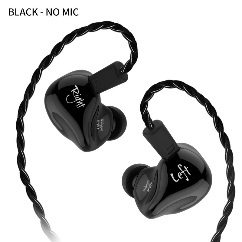 Auriculares estéreo de tecnología híbrida KZ ZS4, auriculares con armazón para Monitor, auriculares para teléfonos y música: black no MIC
