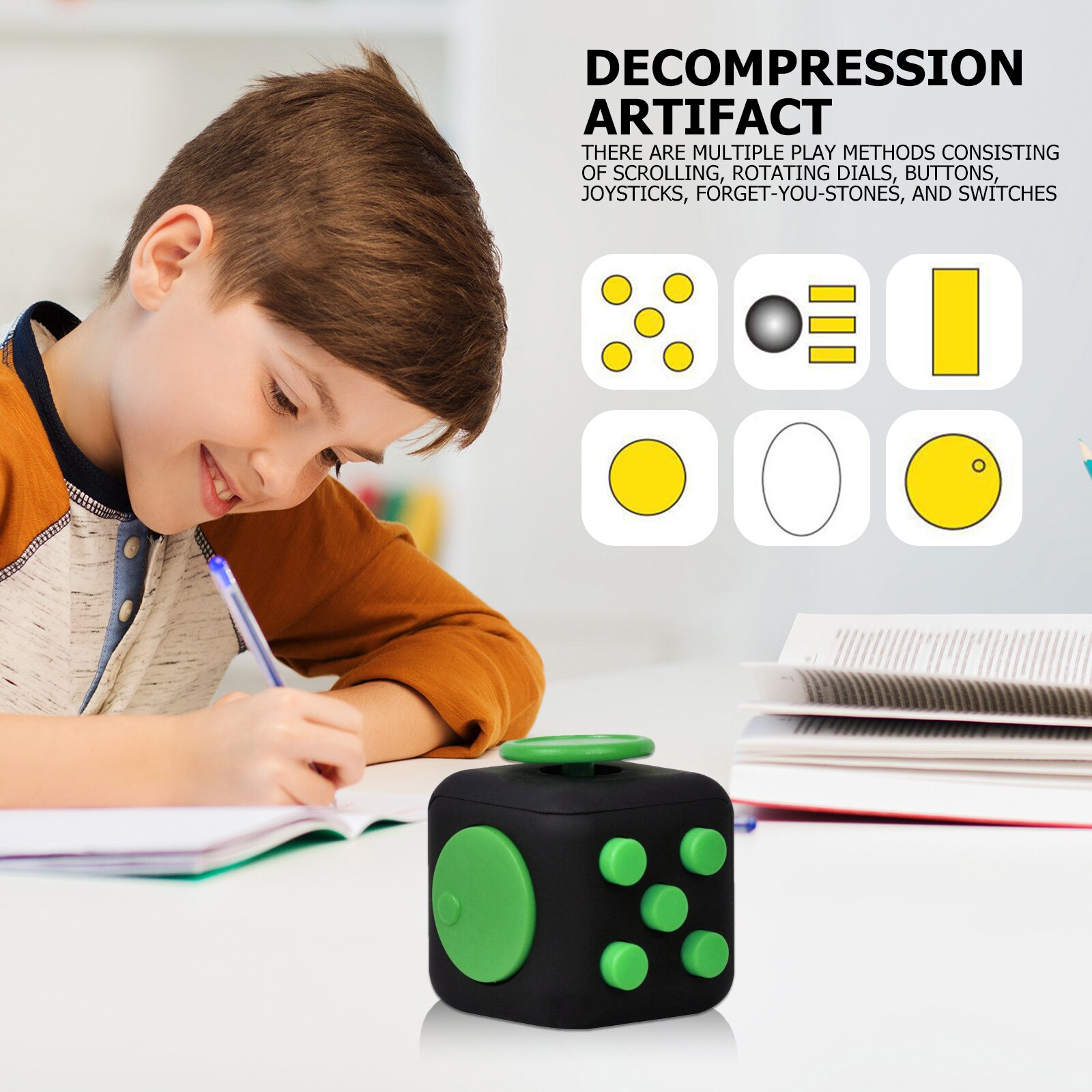 Decompression Toy Anti-Anxiety Children Desk Decompression Cube Button Sound Rolling Joystick Button Decompression Toy