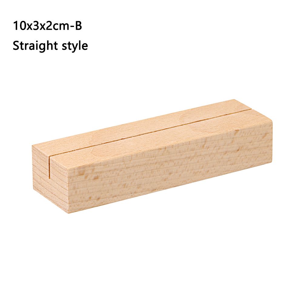 Wooden Business Card Holder Rectangle Wood Block Photo Picture Stand Wedding Party Table Name Number Clips Desktop Menu Holder: 10x3x2cm-B