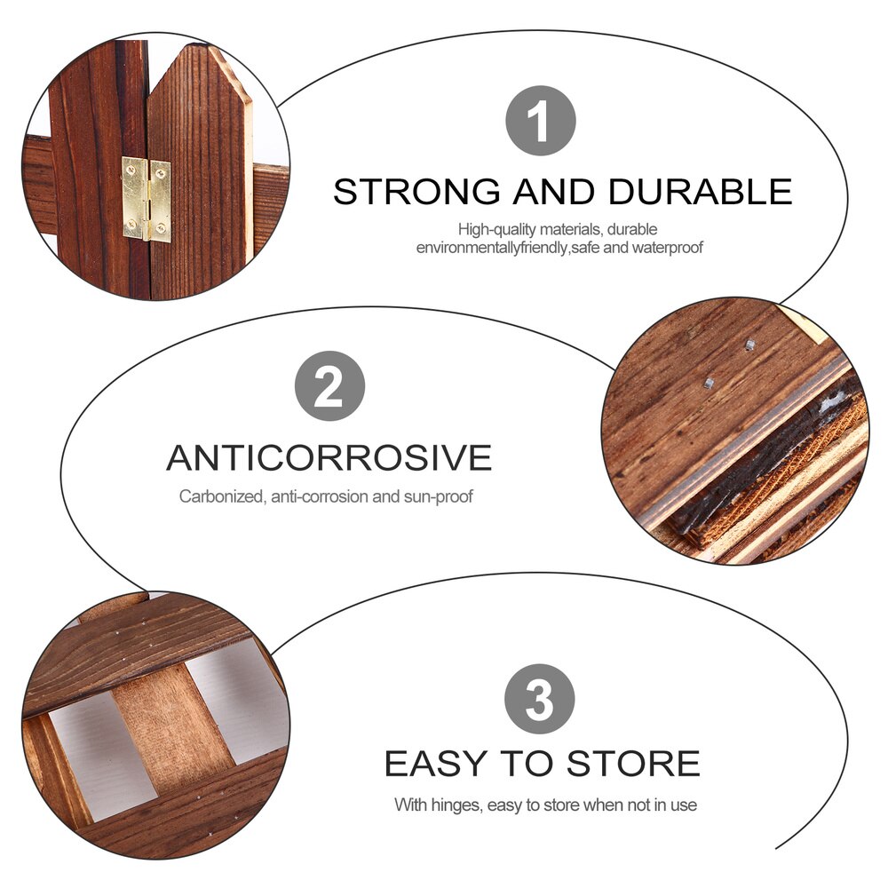 1 Set Wooden Fencing Anti-corrosive Carbonized Patio Courtyard Wood Fence