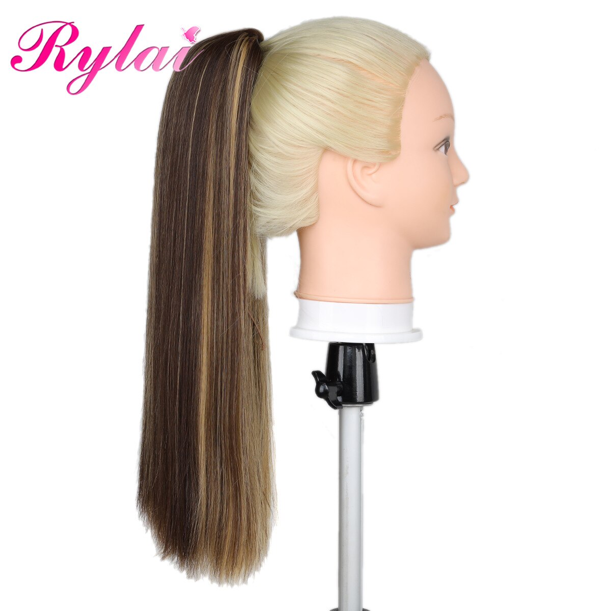 Straight Ponytail Hair Extensions Claw Clip Synthetic Pony Tail Extensions 18 Inches For Women Beautyhair By RYLAI: P4/613