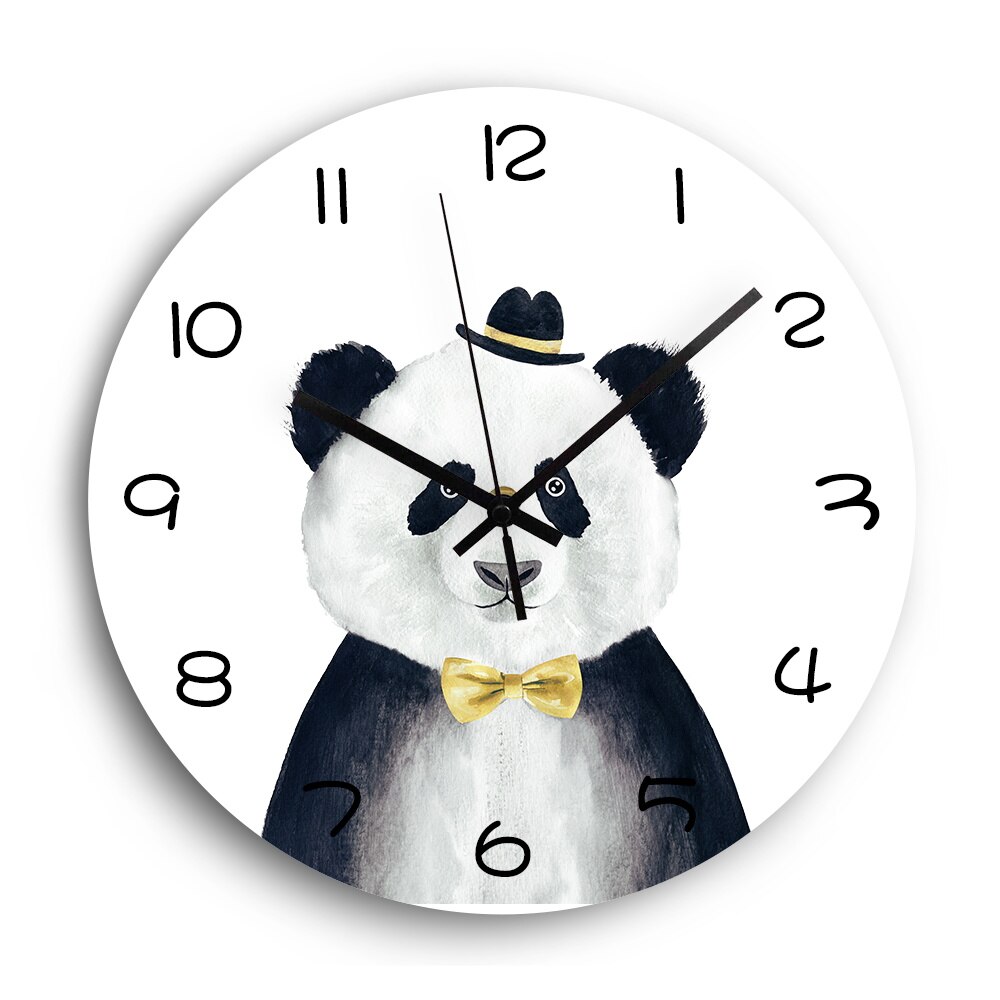 12 '' stille decoratieve wandklok van acryl, nodern quartz, schattige panda leeuw, digitaal, 3d-inch klok aan de muur, horloge, woondecoratie