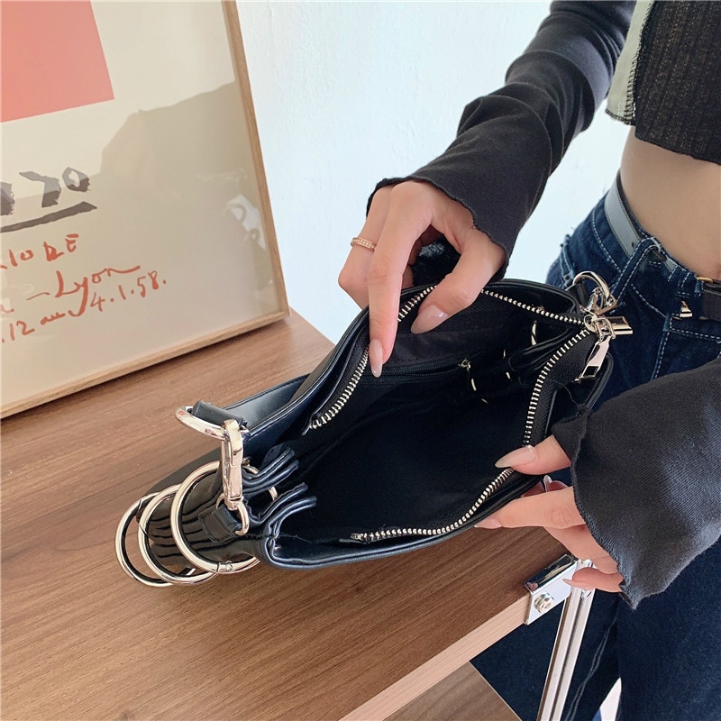 Women Small Shoulder Bags PU Leather Ladies Crossbody Bags Solid Color Cool Girls Circle Purse Handbags