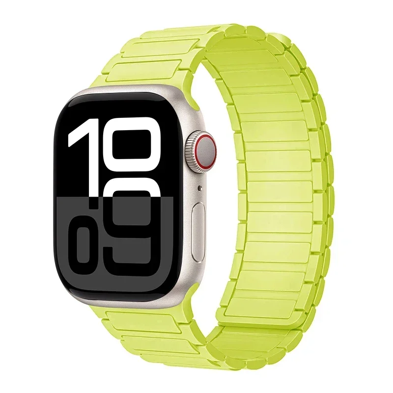 Magnetarmband für Apfel Uhr Band 45 mm 44 mm 40 mm 46 mm 41 mm 42 mm 38 Silikonarmband iWatch Serie 8 7 6 Se 9 10 Ultra 2 49 mm: Braun / 14mm