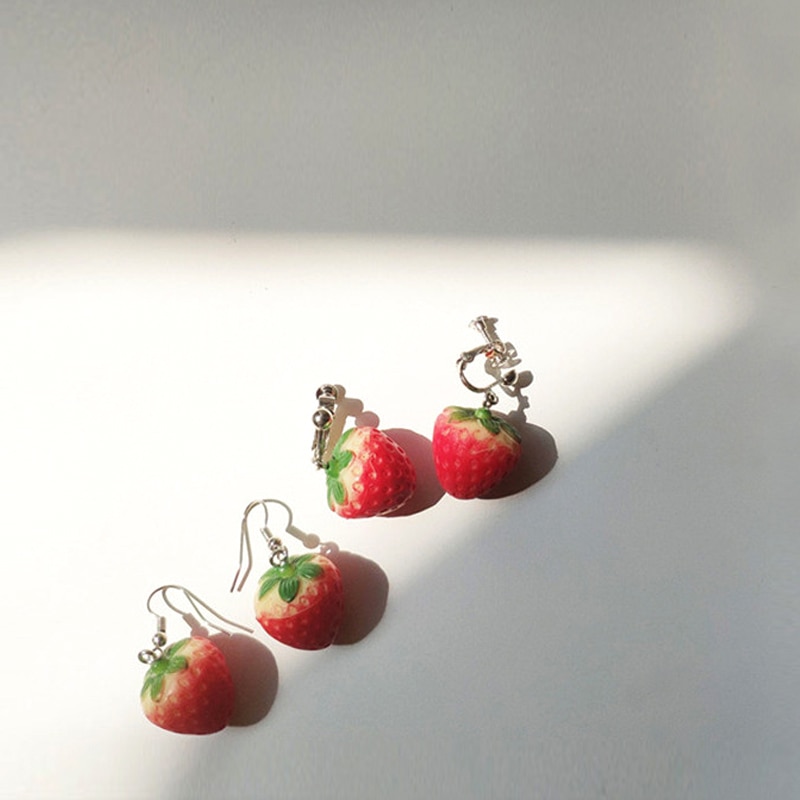 Women Earrings Lovely Fruit Dangle Earring Simulation Strawberry Earring For Girl Jewelry Accessories