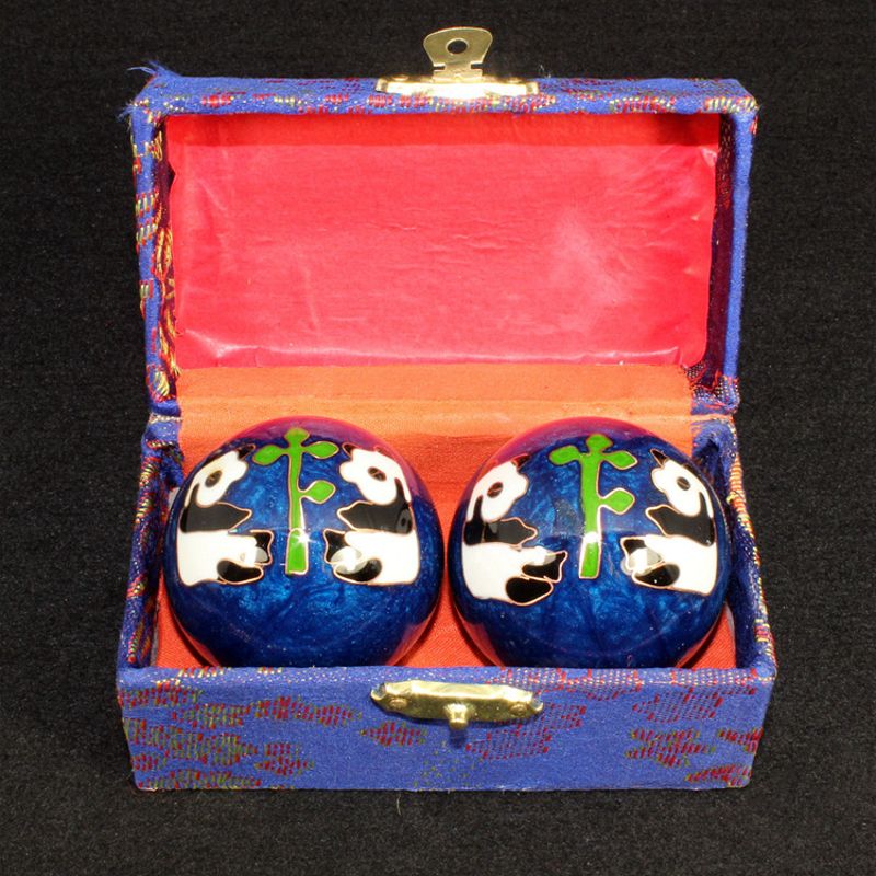 Un par de bolas chinas de salud Baoding, esferas con esmalte, bolas de masaje para terapia de manos 63HE: Blue-C