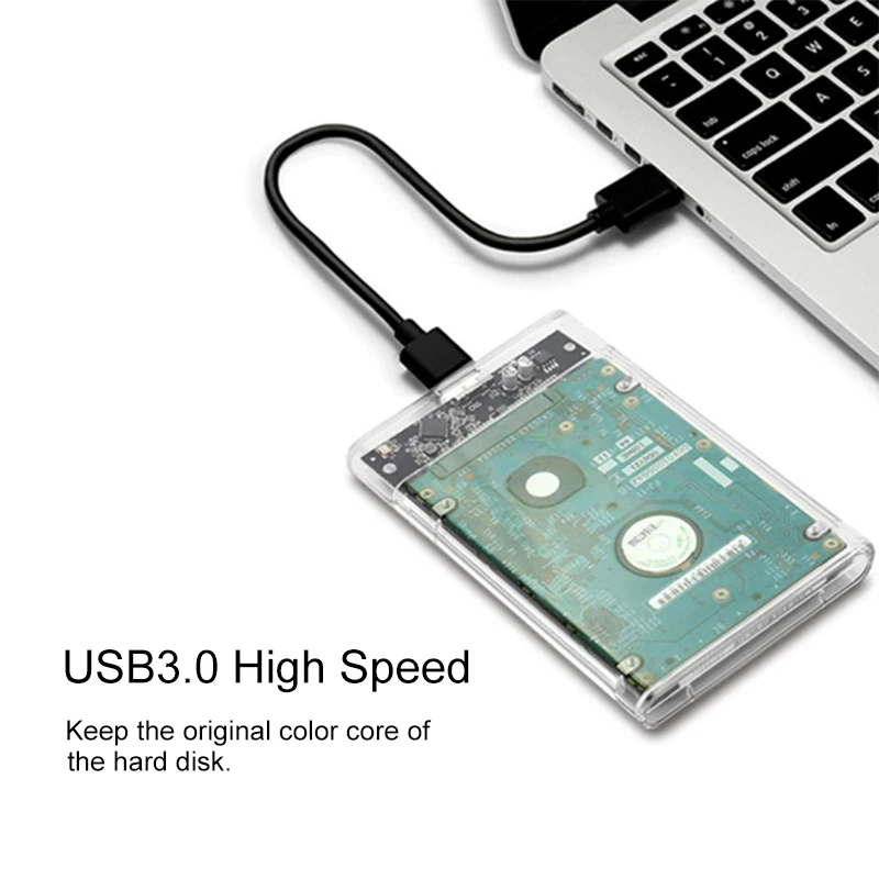 3.0/3.1 HDD Enclosure 2.5inch SATA SSD Hard Drive Case with 5Gbps Transfer Speed and Transparent Mobile External Housing