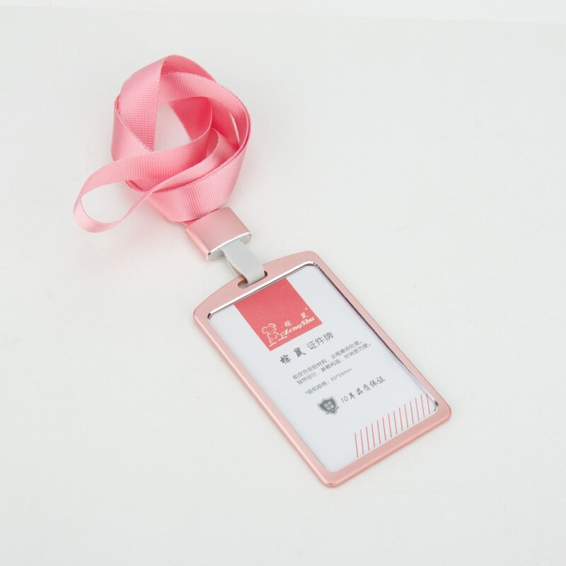 ZONGSHU Medium Luftfahrt Aluminium Legierung Schreiber Id Karte Halter Multi Bunte Aussteller Woker Identifikation Name Karte Abzeichen Abdeckung: pink with rope