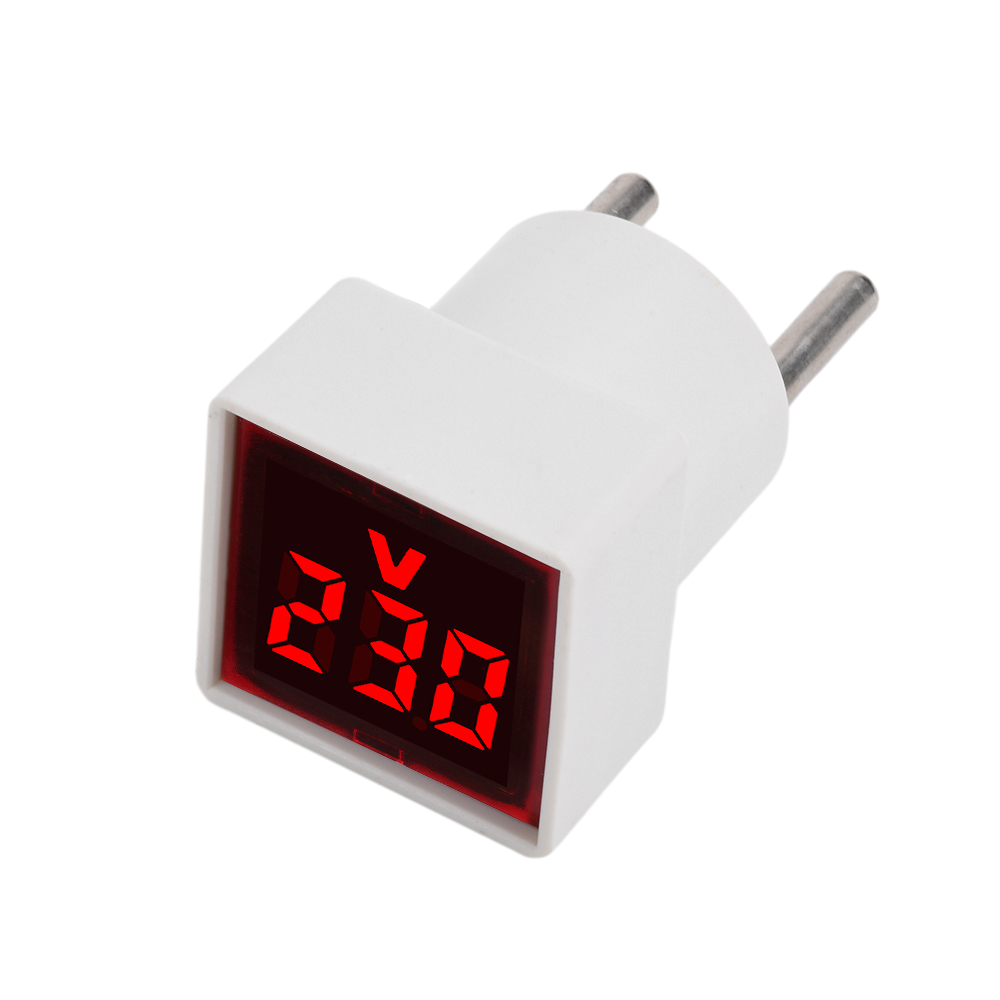Ac 220v 50 ~ 500v led digital ac voltmeter indikator eu stik led digital ac voltmeter indikator strømforsyning spændingstest monitor: Guld