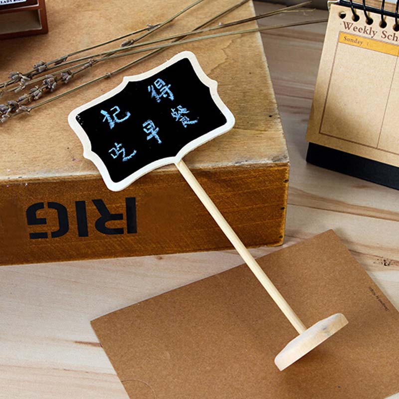 2pcs/Set Mini Cute Wooden Chalk Blackboard Wedding Party Sign Chalkboard Writing Message Note Paint Wood Board Notice Label