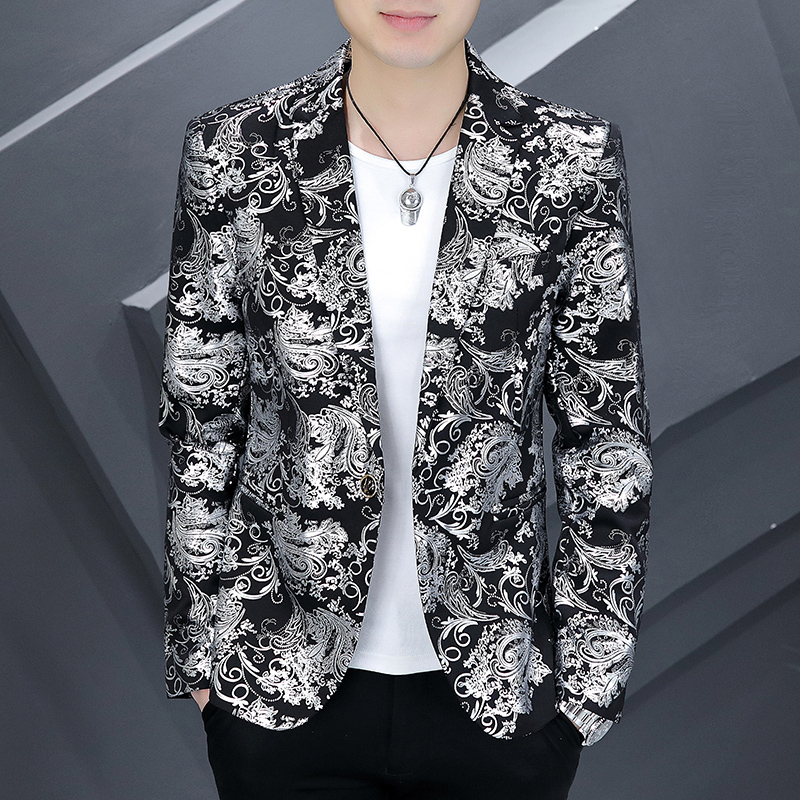 Blazer para hombre, de negocios, caballero, estampado en , estampado, rendimiento al aire libre, tendencia, banquete de boda, chaqueta informal