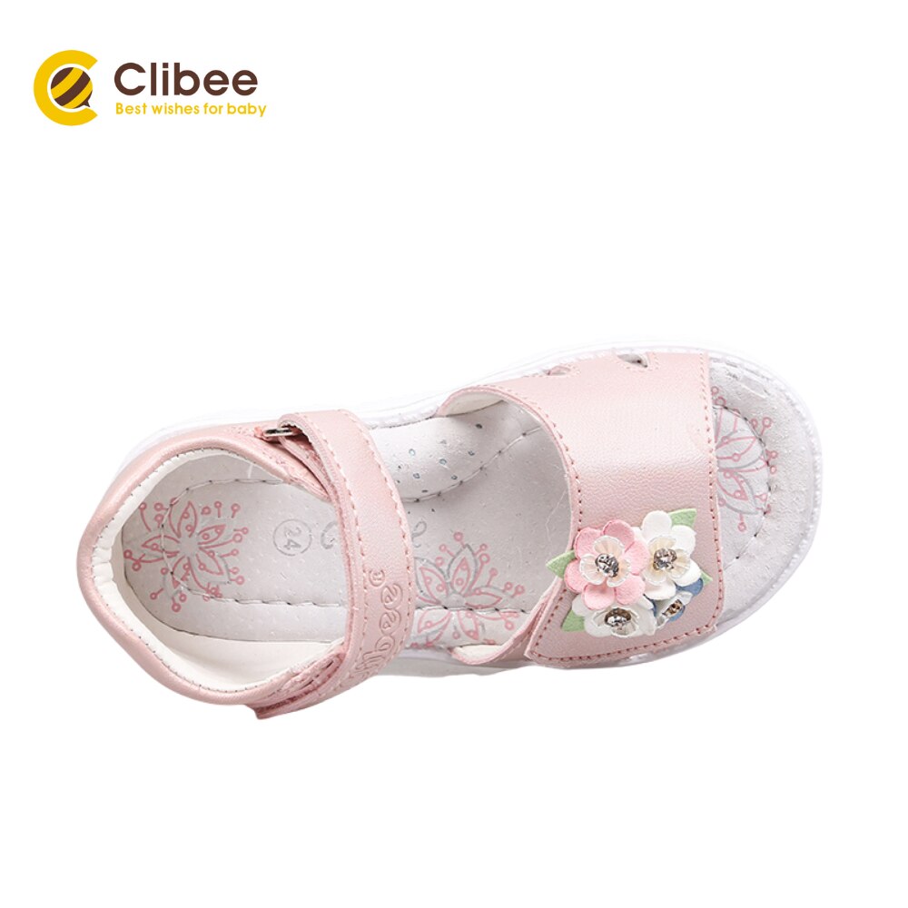 Clibee Kids Zomer Open Teen Orthopedische Sandalen Kinderen Bloem Strand Schoenen Met Haak-Loop Meisjes Platte Sandaal met Arch Ondersteuning