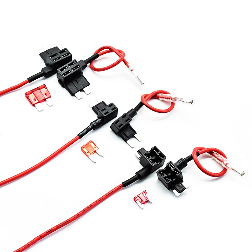 12V/Mini/Small/medium Size Car Fuse Holder Add-a- Piggy Back Fuse TAP Adapter with 10A ATM Blade Fuse^