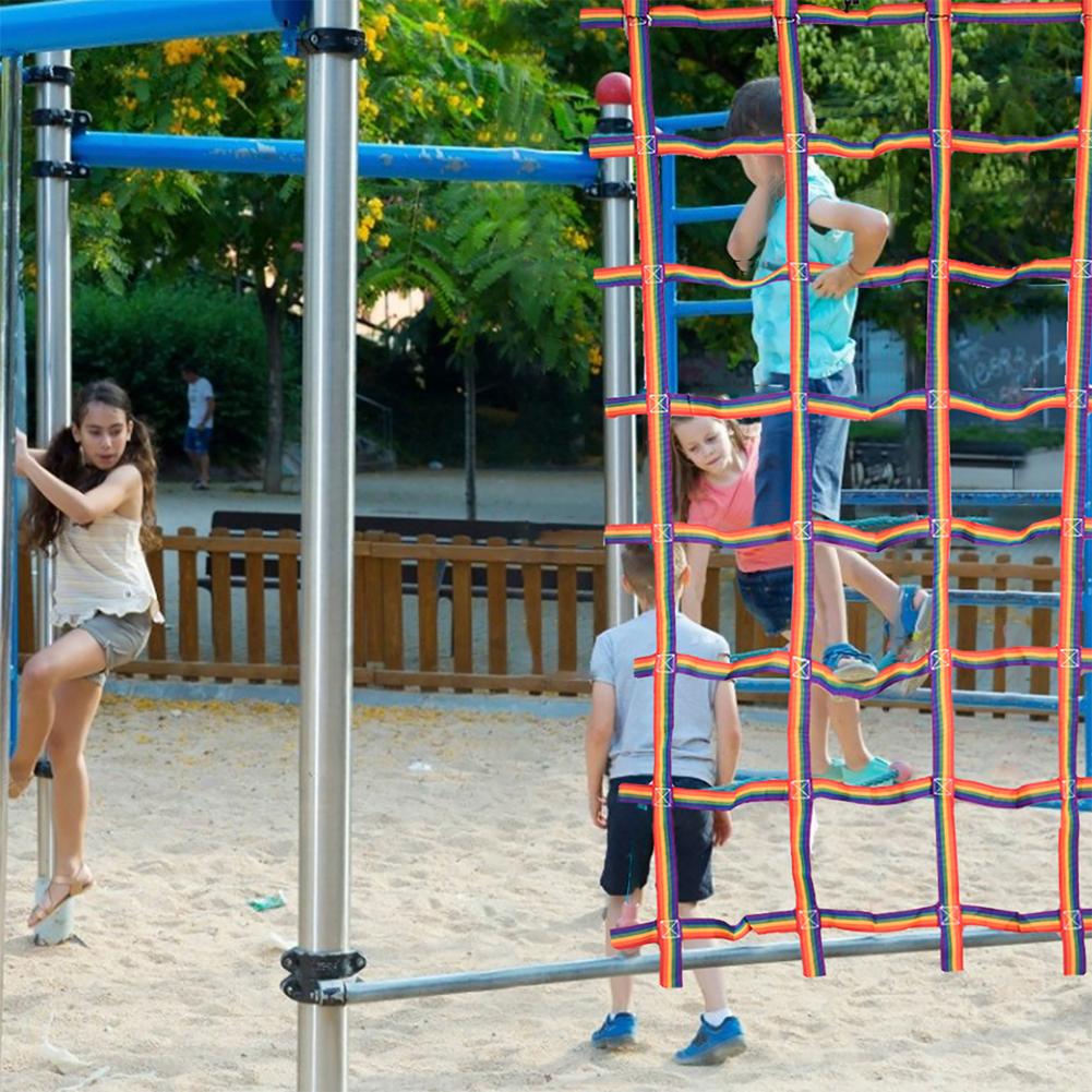 Red de escalada para niños al aire libre, Red de arcoíris para gatear, parque infantil de carga, red de carga física para niños