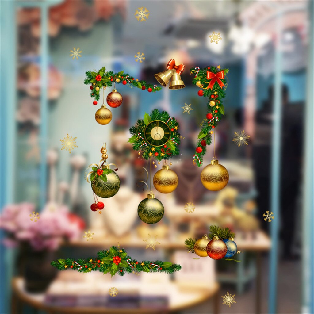 Merry Christmas Window Wall Sticker Decals Snowflake Santa Claus Home Xmas Decor Wall Decal Sticker Wallpaper Bedroom Decoration