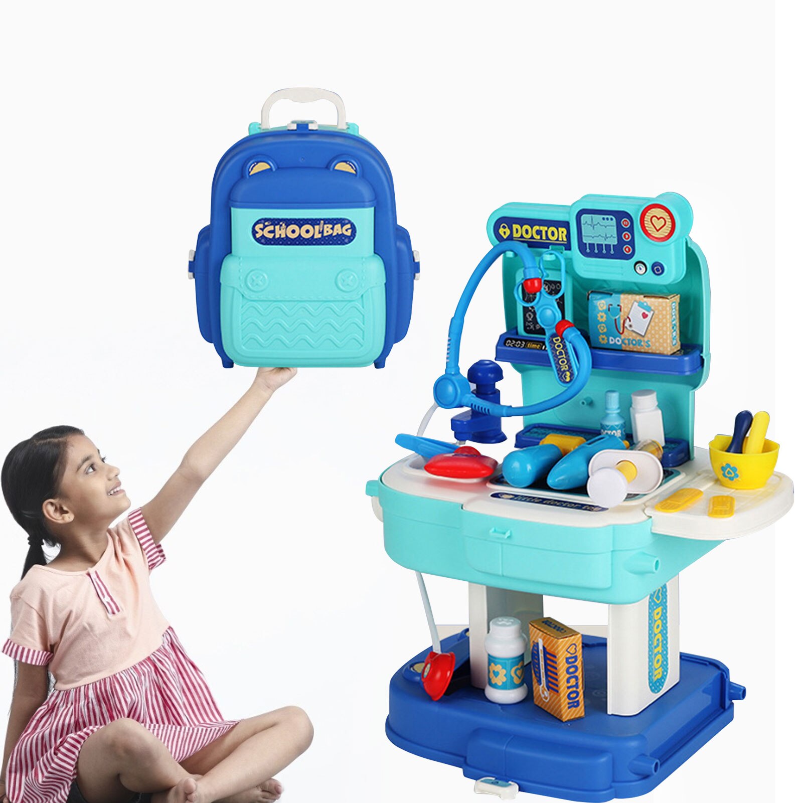 Children's Simulation Doctor Play House Toy Set 31 Simulation Doctor Role Playing Tool Bag Boy And Girl