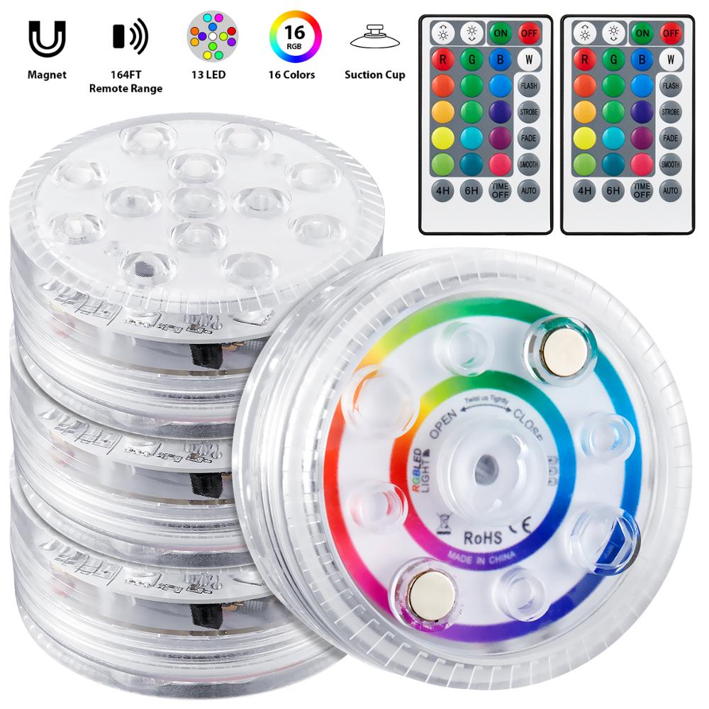 28key RF remote distance 50m Magnetic Submersible 13 Led RGB Light with Suction Cup for Fountain Pool Underwater Night Lamp