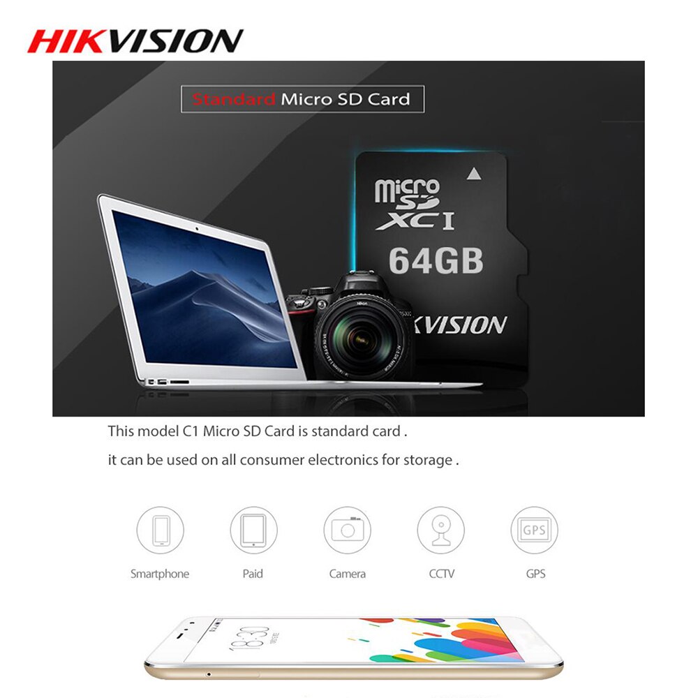 Hikvision Micro SD Card 32GB 64GB 128GB 16GB 8GB Memory Card Microsd Card Class 10 C10 Micro SD Card TF Card for Phone Tablet