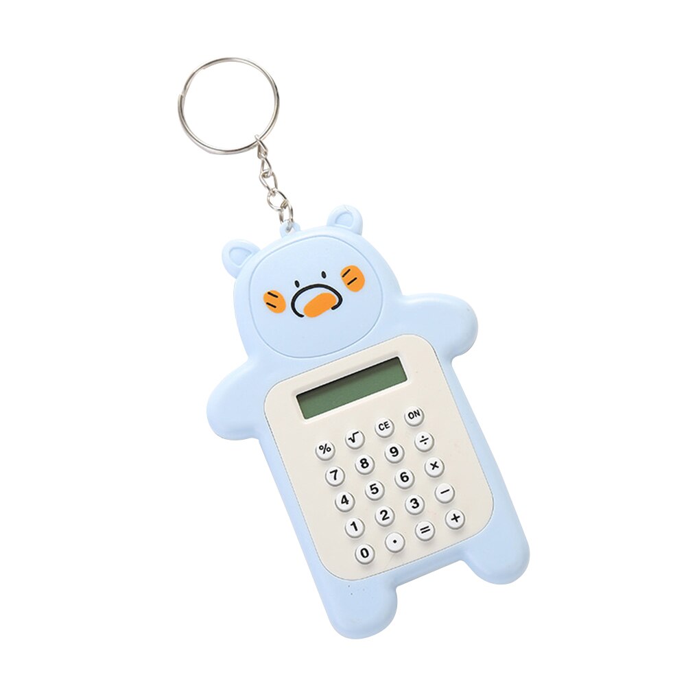 Calculadora con de dibujos animados, Mini calculadora portátil con 8 dígitos, pantalla con llavero de botón, batería, tamaño de bolsillo