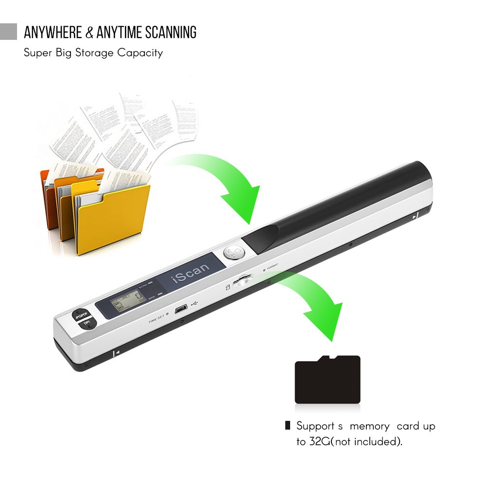 Portable Wireless Scanner Mini Handheld Document Scanners A4 Book Scanner 900 DPI Scan Tool for Scanning Documents
