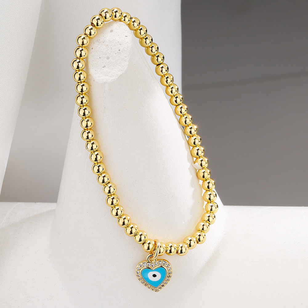 Kleurrijke Zirkoon Turkse Evil Eye Armbanden Bohemian Olie Druipen Hanger Armbanden Dating Sieraden: Licht Geel Goud Kleur