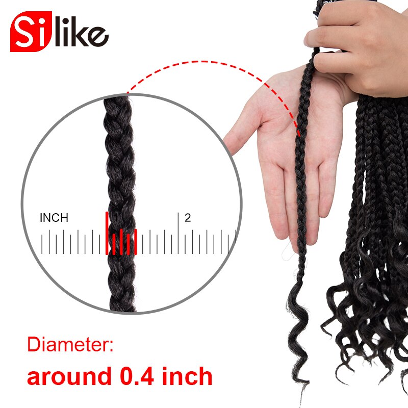 Silike 12&quot; 24 strands Loose End Box Braids High Temperature Fiber Synthetic Crotchet Braid Hair Extensions For Black Women
