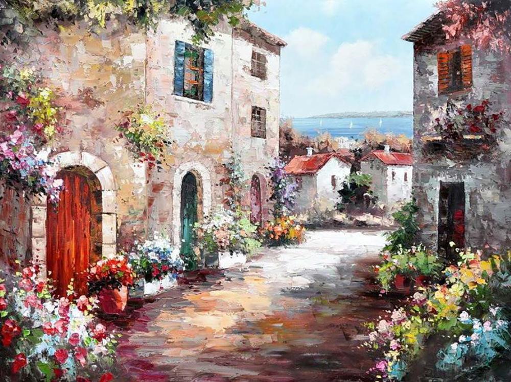 Cross stitch kits,Embroidery needlework sets with printed pattern,11CT-canvas for Home Decor Painting,Landscape Full NCKS083: Type A / 68x53cm silk Full