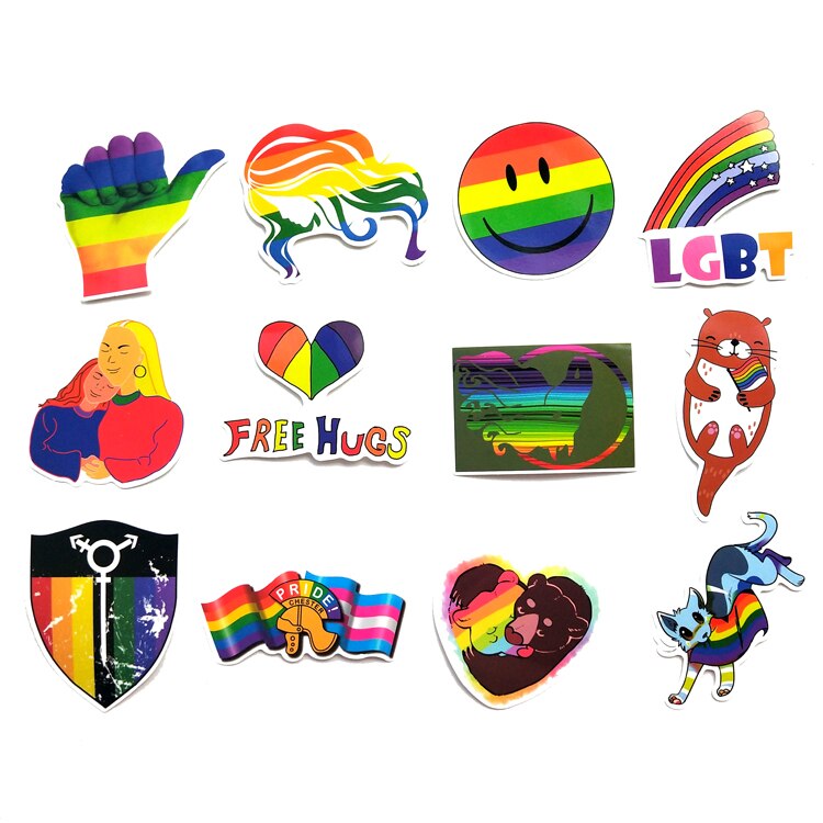 100Pcs Gay Pride Regenboog Hand Reflecterende Speelgoed Sticker Decal Pvc Onregelmatige Grappige Decal Waterdicht Stickers