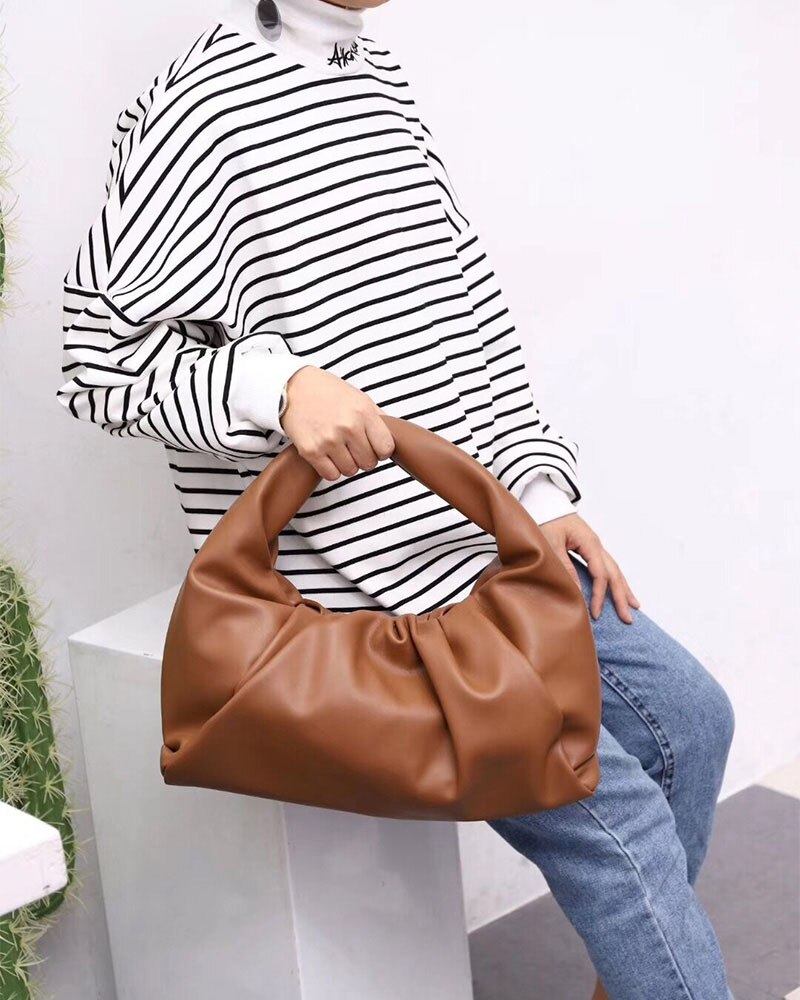 40Cm De Schouder Pouch Dames Handtassen En Portemonnees Soft Pu Lederen Handtas Voor Vrouwen Tas: Bruin
