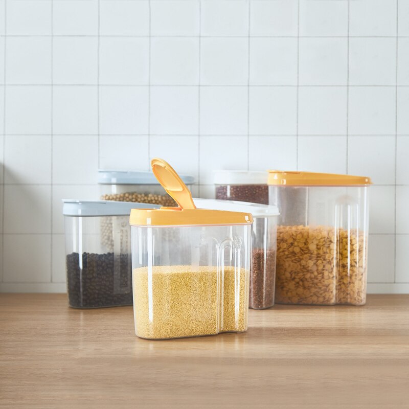 Matoppbevaringsboks klar beholdersett med hellelokk kjøkken matte forseglet snacks tørket frukt korn tank oppbevaring frokostblanding boks