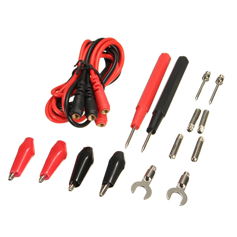 16pcs Digital Multimeter Banana Plug Probe Test Lead Cable Clips Assortment Kit