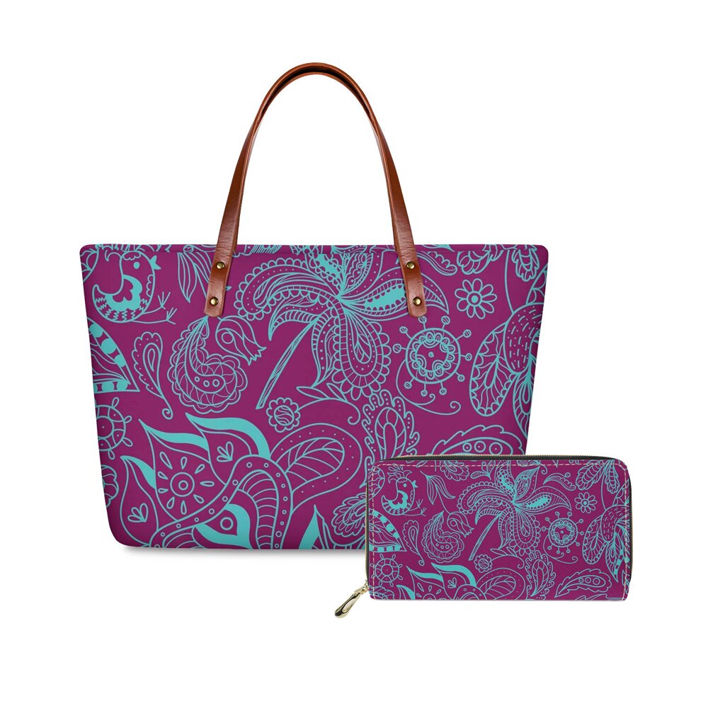 2 pz/set modalità Personalizzata Donne Borse Polinesiana Tradizionale Tribale Del Modello di Lusso di Disegno Borse A Spalla Per La donna Casual Della Borsa Della Borsa: z027