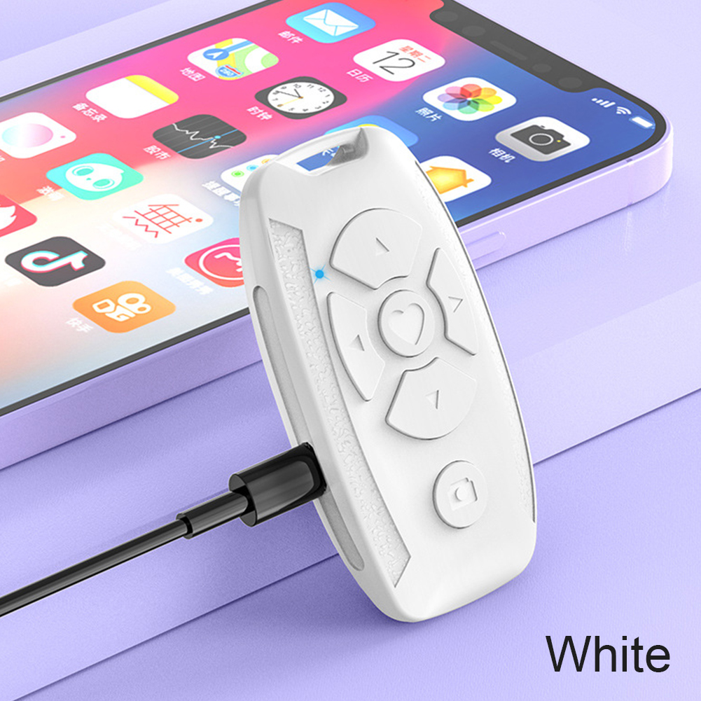 Bluetooth-compatible Remote Control Button Buit-in Battery Rechargeable Controller Universal Mobile Phone Selfie Camera Shutter: white