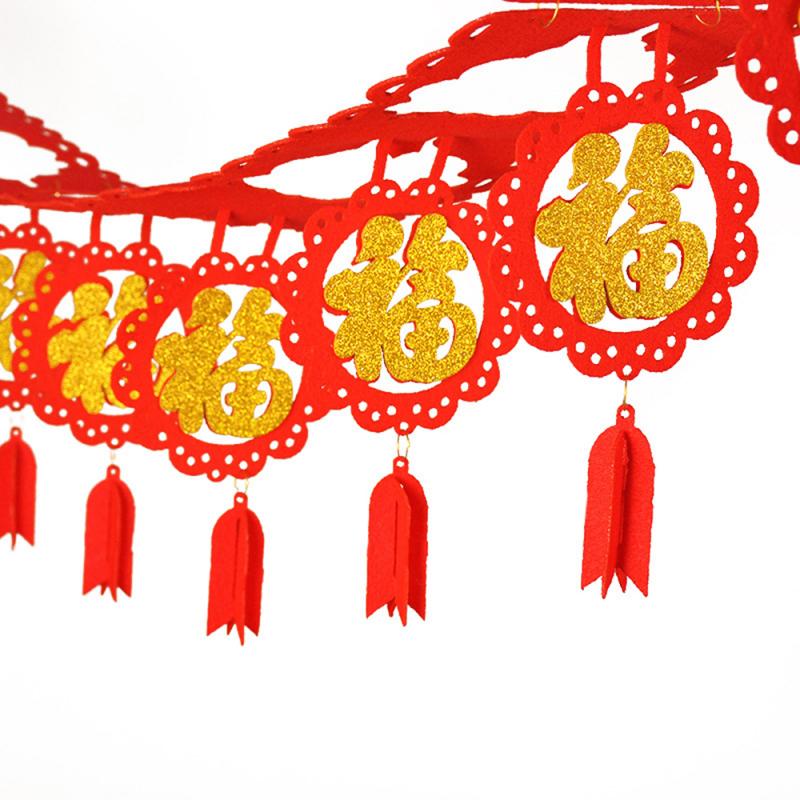 1Pc Jaar Chinese Stijl Streamer Banners Niet-geweven Hanger Gelukkig En Feestelijke Lente Festival Home Decoraties