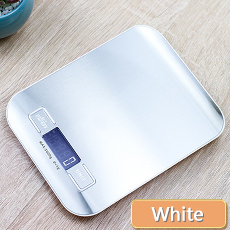 Digital Kitchen Scale 5kg/10kg Food Multi-Function 304 Stainless Steel Balance LCD Display Measuring Grams Ounces Cooking Baking: Silver / 10Kg