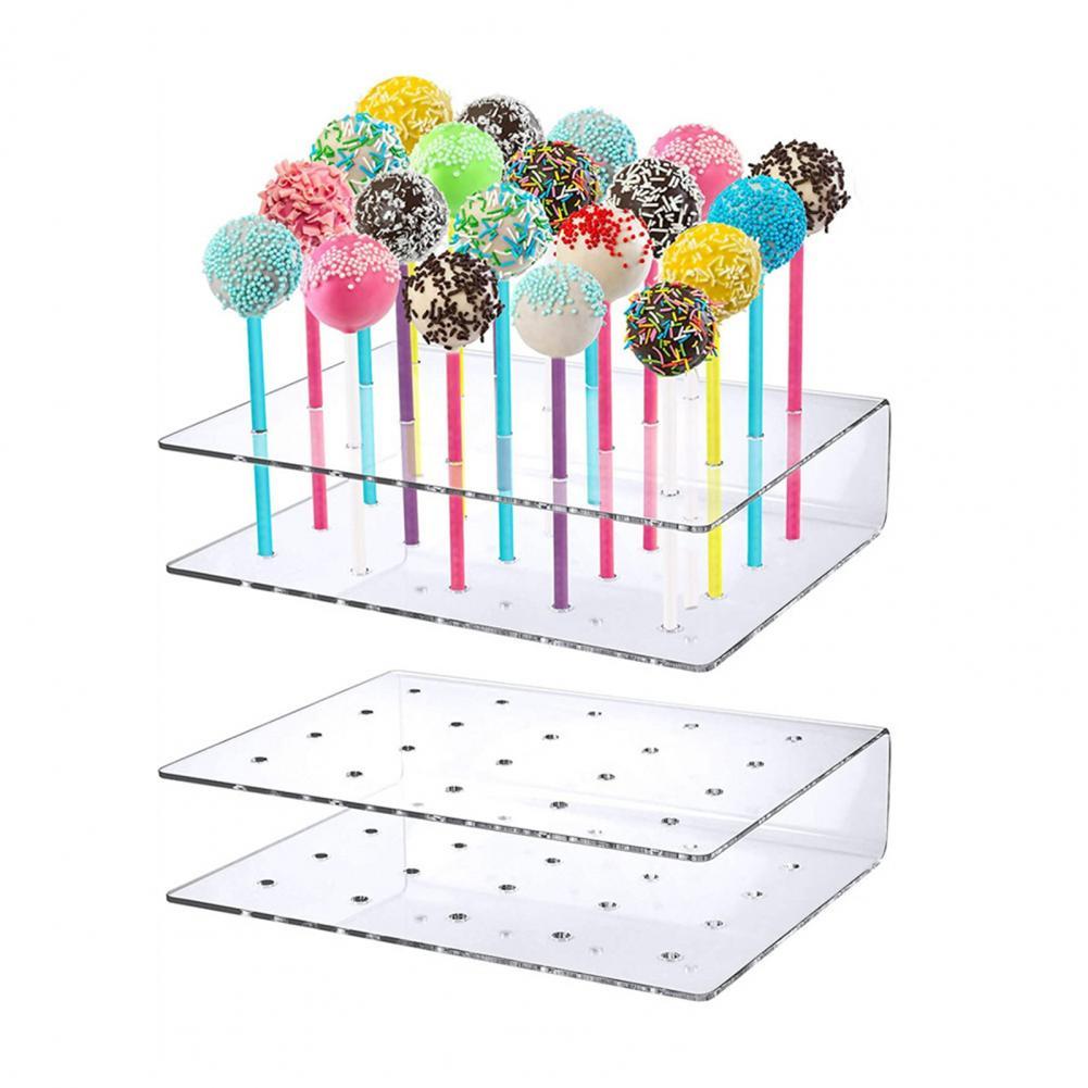 2 Stks/set Acryl Lolly Holder Display Stand Double Layer 20 Gaten Cake Pop Stand Rack Wedding Party Candy Dessert Stok houder